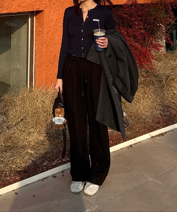 MUSINSA公式 | CRANK ニットスタッドボタンカーディガン_ネイビー