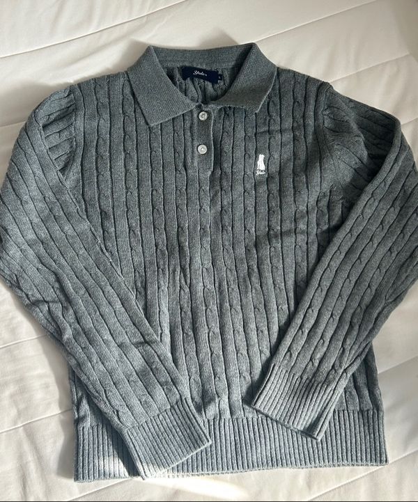 MUSINSA | YALE Women's Cable Polo Knit_Navy