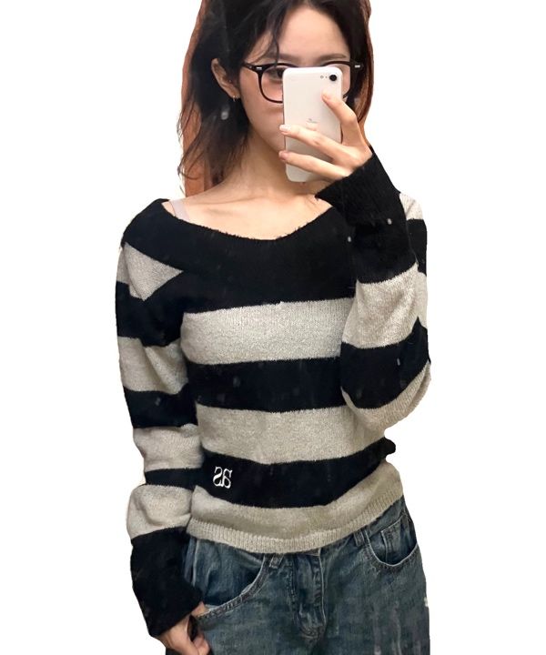 ASON アズオン PONY STRIPE KNIT MUSINSA公式 | ASON PONY STRIPE KNIT / BLACK