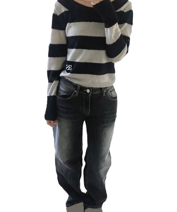 ASON アズオン PONY STRIPE KNIT MUSINSA公式 | ASON PONY STRIPE KNIT / BLACK