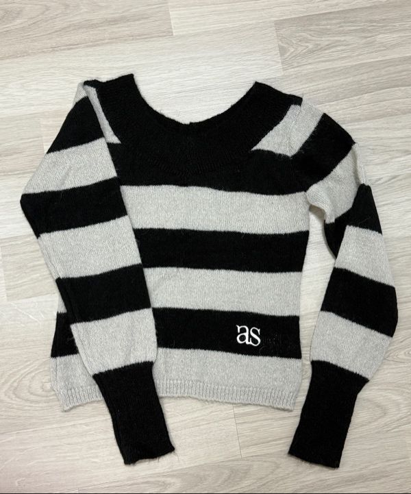 MUSINSA公式 | ASON PONY STRIPE KNIT / BLACK