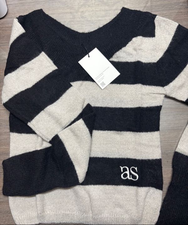 MUSINSA公式 | ASON PONY STRIPE KNIT / BLACK