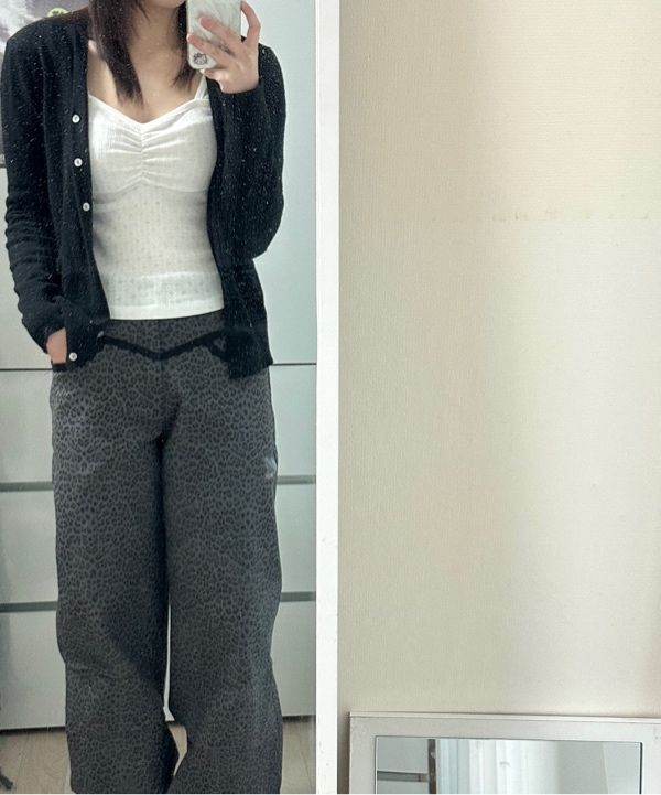 MUSINSA | SETUPEXE LEOPARD LACE PANTS / CHARCOAL