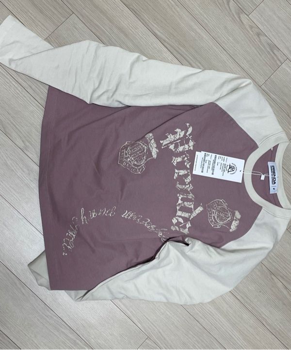 MUSINSA | PRENDA VINTAGE LOGO RAGLAN LONG SLEEVE GLOOMY PINK