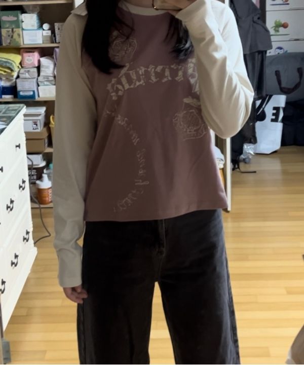 MUSINSA | PRENDA VINTAGE LOGO RAGLAN LONG SLEEVE GLOOMY PINK