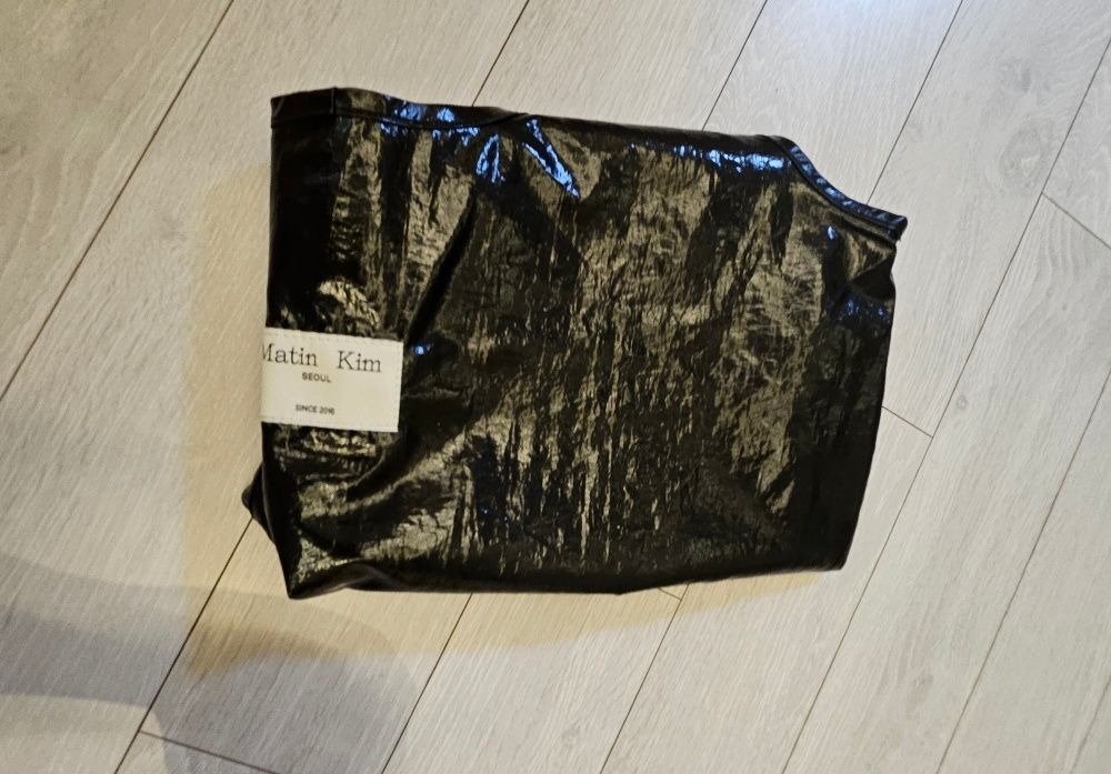 MUSINSA | MATIN KIM MATIN CRACKED LOGO GLOSSY ECOBAG IN