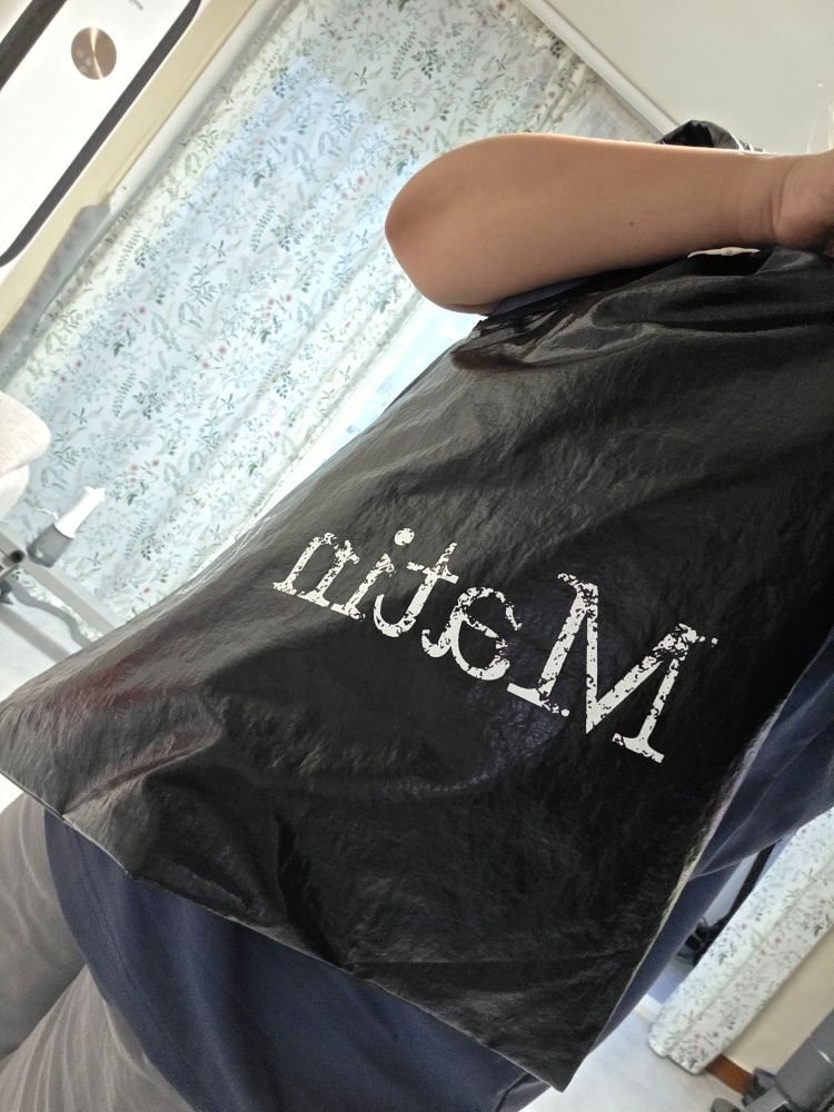 MUSINSA | MATIN KIM MATIN CRACKED LOGO GLOSSY ECOBAG IN
