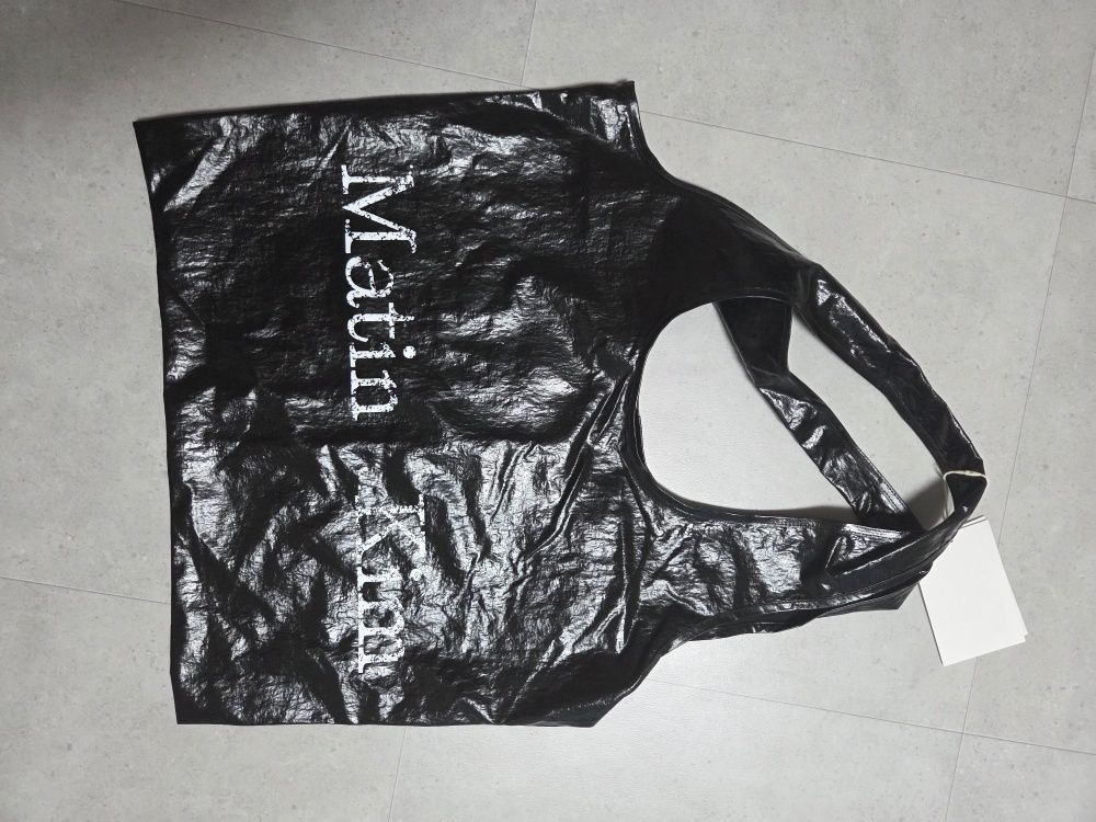 MUSINSA | MATIN KIM MATIN CRACKED LOGO GLOSSY ECOBAG IN