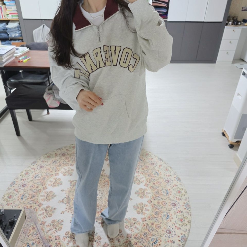 スウェット・トレーナー COVERNAT Clover Man to Man Oatmeal MUSINSA | COVERNAT Arch Logo Half Zip Up Man to Man Oatmeal