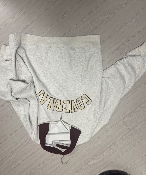 MUSINSA | COVERNAT Arch Logo Half Zip Up Man to Man Oatmeal