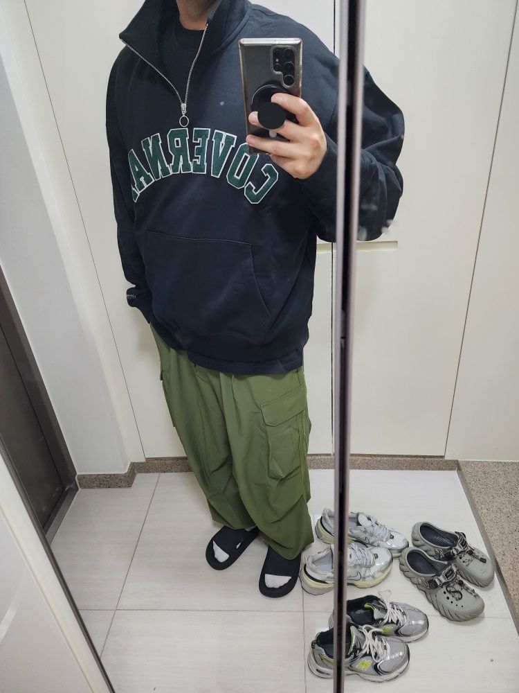 MUSINSA | COVERNAT Arch Logo Half Zip Up Man to Man Blue