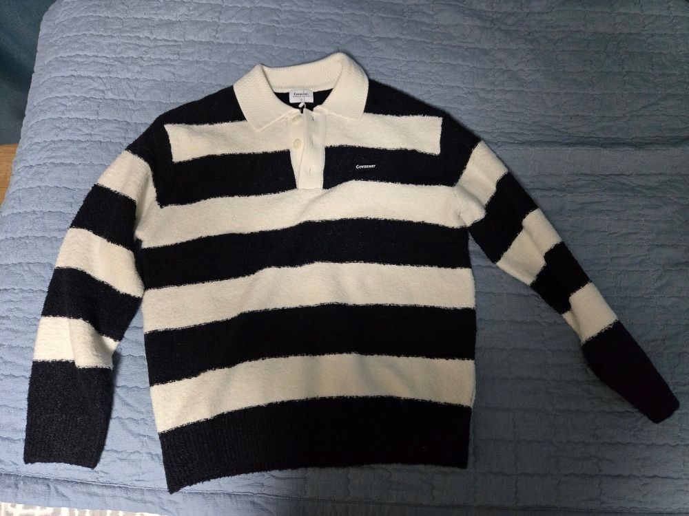 MUSINSA | COVERNAT Buckle Yarn Rugby Knit Dark Navy