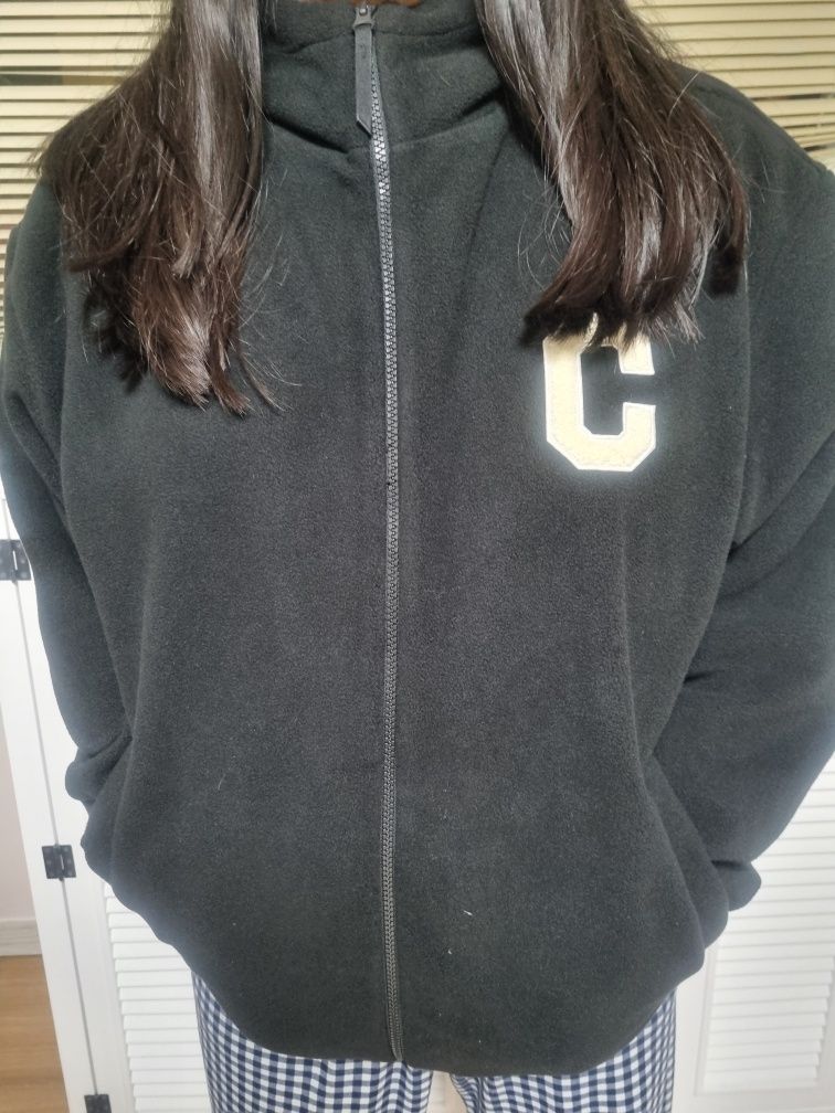 MUSINSA | COVERNAT C Logo Fleece Hoodie Zip-Up Black