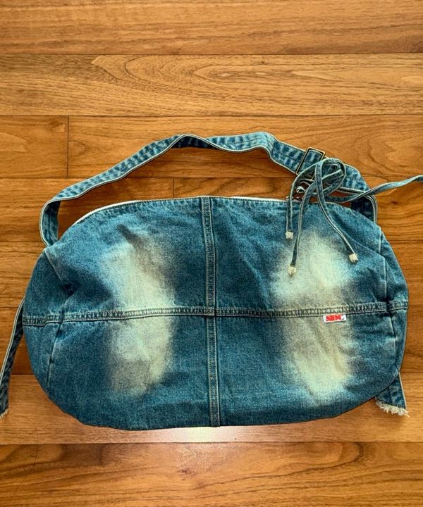 MUSINSA | SCULPTOR Vintage Brushed Denim Duffel Bag Mid Blue