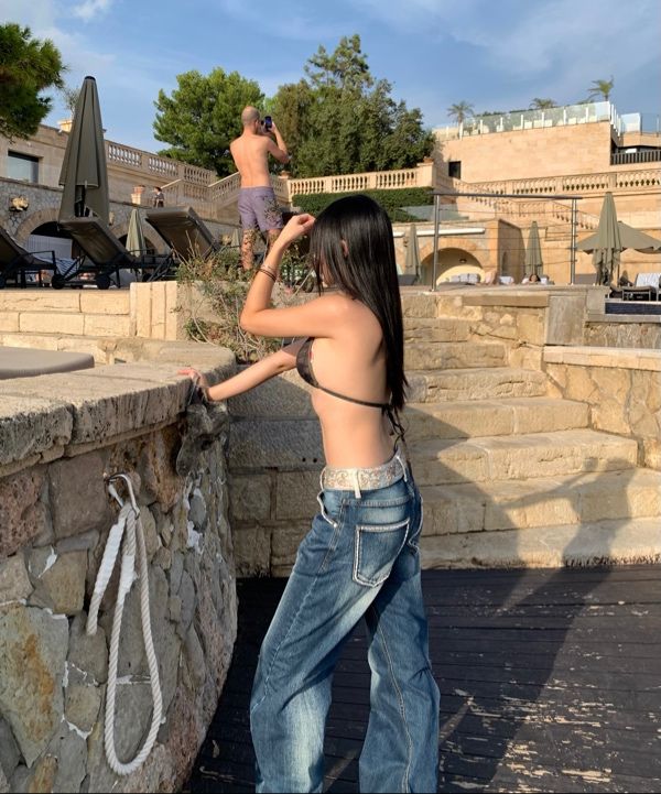 ★SCULPTOR★ Beaded Waist Denim Pants Indigo Blue SC24A403BL Beaded Waist Denim Pants Indigo Blue – Sculptor