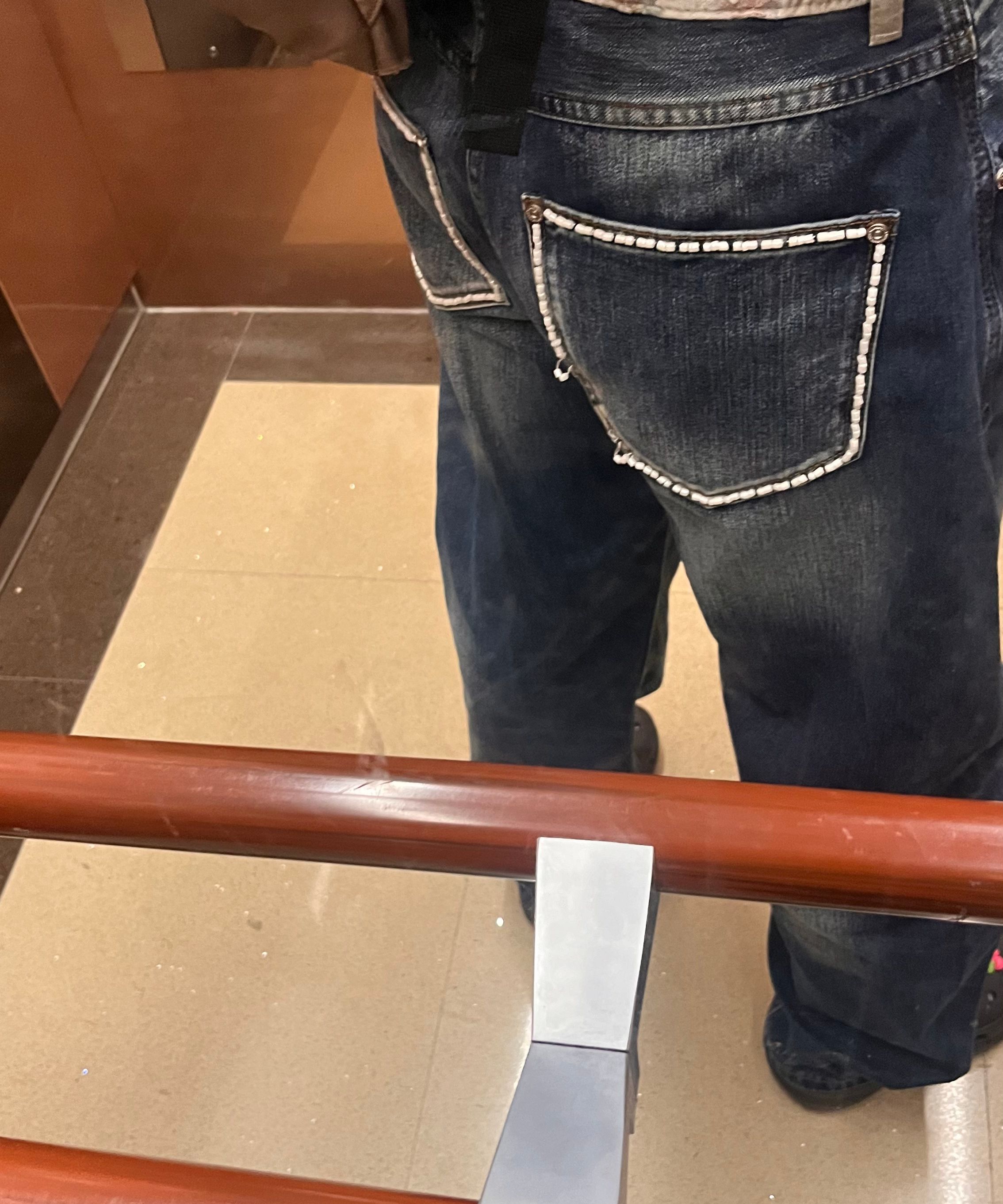 ★SCULPTOR★ Beaded Waist Denim Pants Indigo Blue SC24A403BL Beaded Waist Denim Pants Indigo Blue – Sculptor