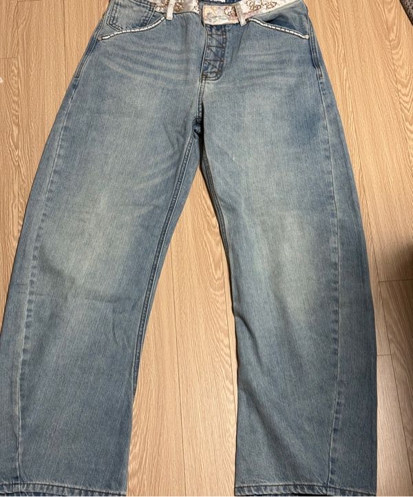 ★SCULPTOR★ Beaded Waist Denim Pants Mid Blue SC24A403MB MUSINSA | SCULPTOR Beaded Waist Denim Pants Mid Blue