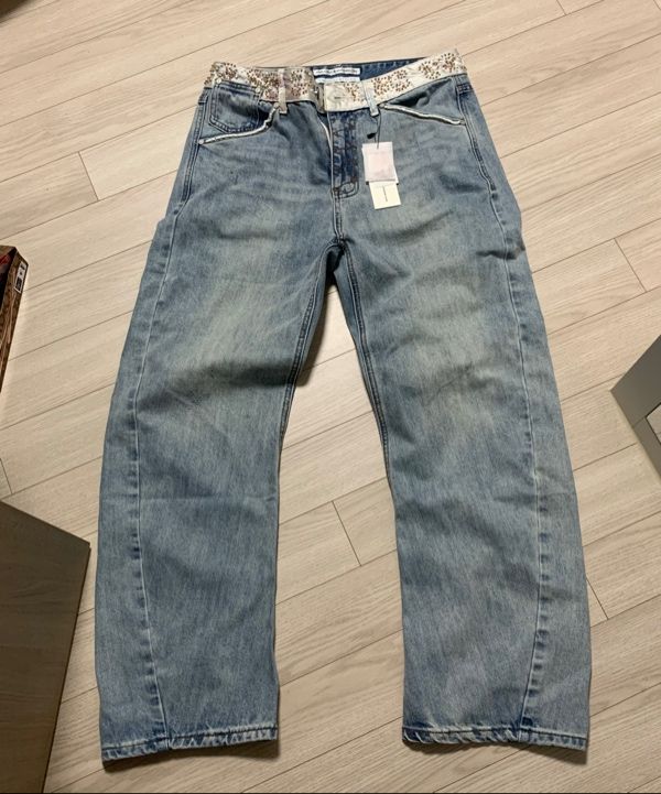 MUSINSA公式 | SCULPTOR Beaded Waist Denim Pants Mid Blue