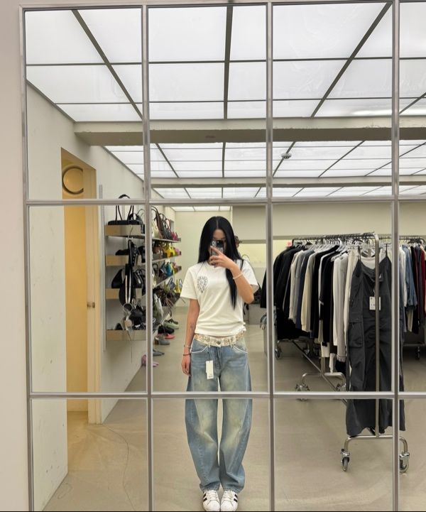 MUSINSA公式 | SCULPTOR Beaded Waist Denim Pants Mid Blue