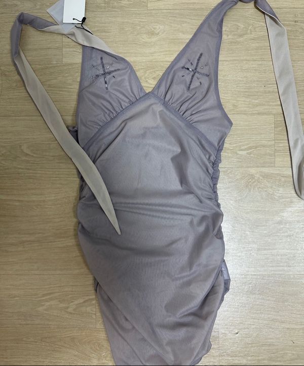 MUSINSA | SCULPTOR Beaded Mesh Halter Top Pale Purple
