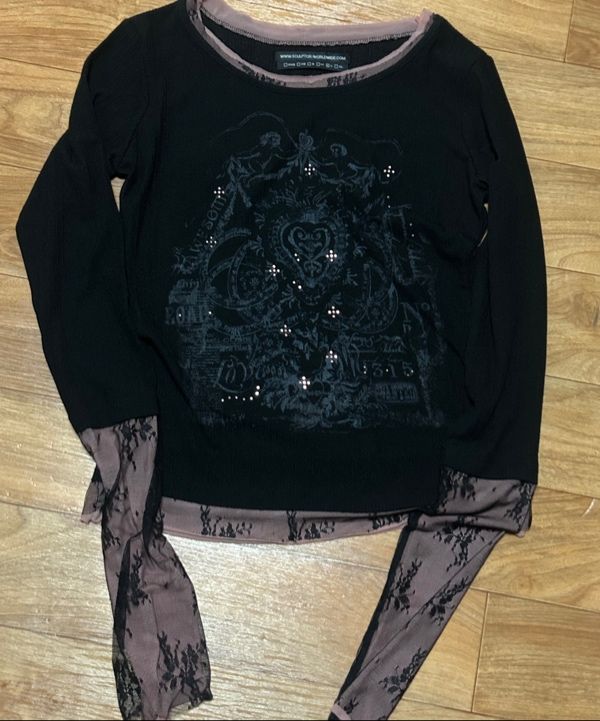 MUSINSA | SCULPTOR Triple Lace Layered Tee Black