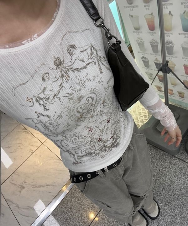 MUSINSA公式 | SCULPTOR Triple Lace Layered Tee Ivory