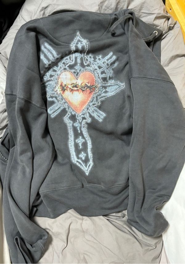 Beaded Saint Hoodie Zip-Up Dirty White – Sculptor