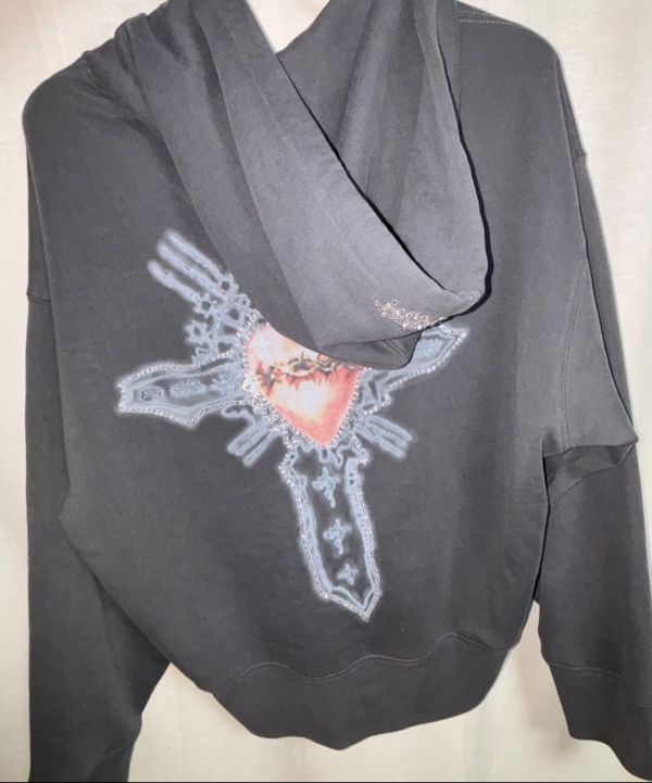 MUSINSA | SCULPTOR Beaded Saint Hoodie Zip-Up Charcoal