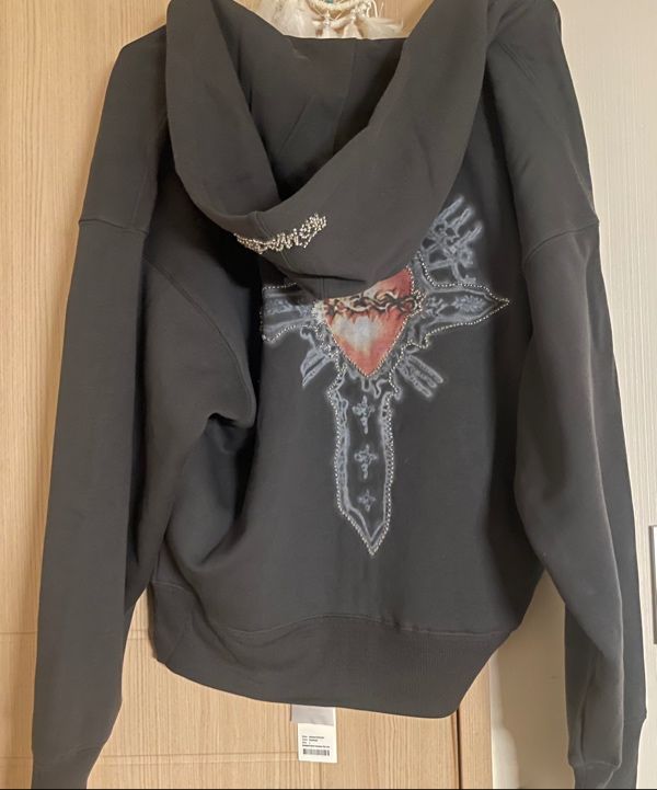 トップス sculptor Beaded Saint Hoodie Charcoal Beaded Saint Hoodie Zip-Up Charcoal – Sculptor