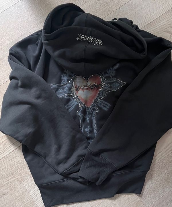 【SCULPTOR】Beaded Saint Hoodie Zip-Up Beaded Saint Hoodie Zip-Up Dirty White – Sculptor