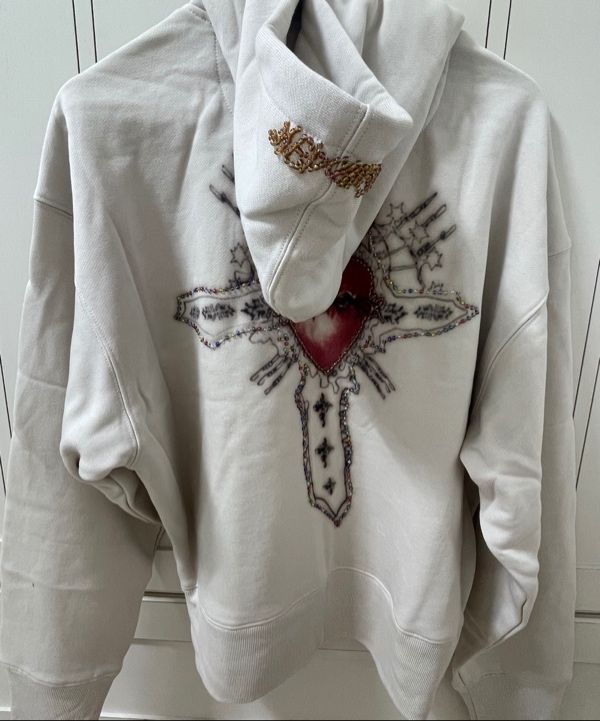 MUSINSA | SCULPTOR Beaded Saint Hoodie Zip-Up Dirty White