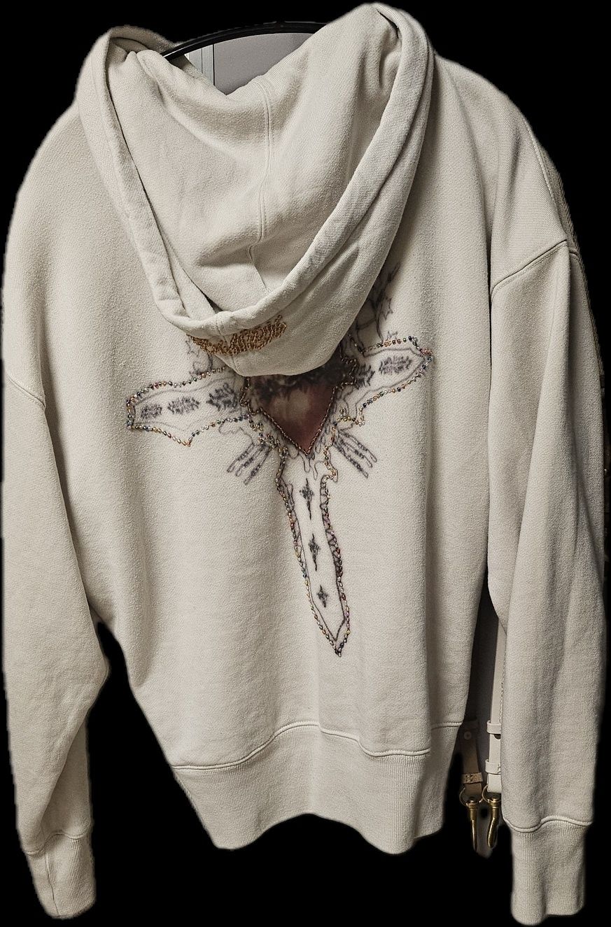 トップス SCULPTOR Beaded Saint Hoodie Zip-Up Beaded Saint Hoodie Zip-Up Dirty White – Sculptor