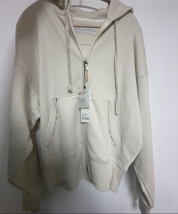MUSINSA | SCULPTOR Beaded Saint Hoodie Zip-Up Dirty White