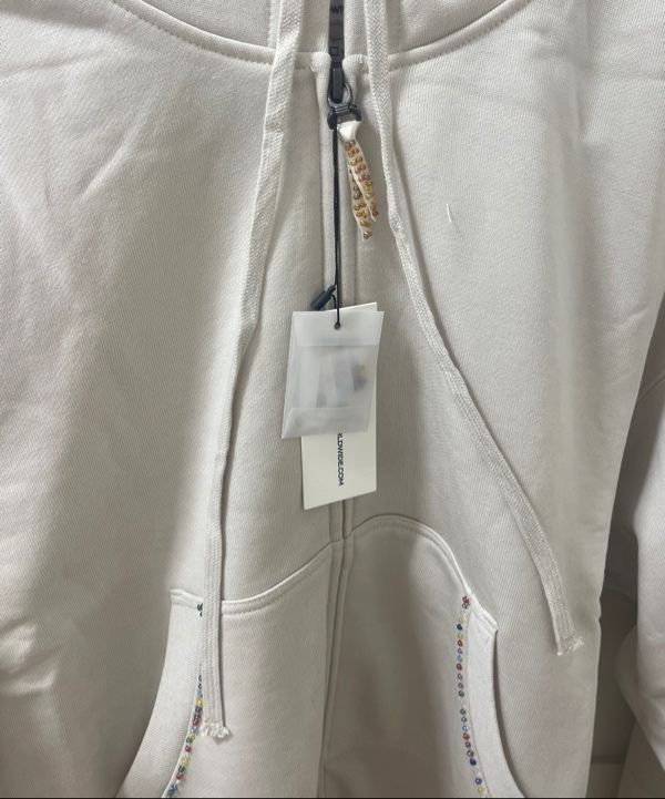 MUSINSA | SCULPTOR Beaded Saint Hoodie Zip-Up Dirty White