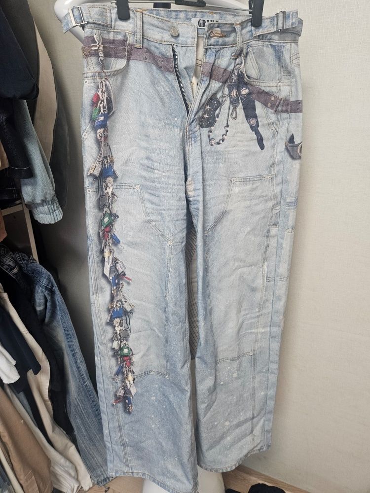 MUSINSA | GRAILZ KEY CHAIN ILLUSION DENIM PANTS [BLUE]