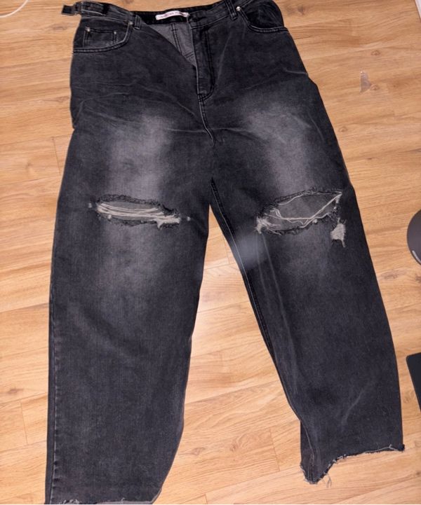 MUSINSA | UNKNOWN PLANET side belted destroyed wide denim
