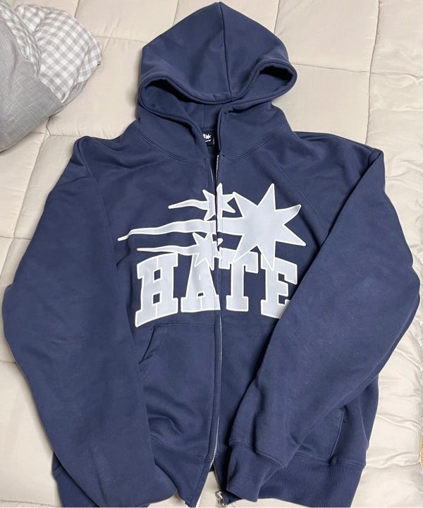 MUSINSA | NICE GHOST CLUB 3STARS HATE HOODIE ZIP UP_BURGUNDY