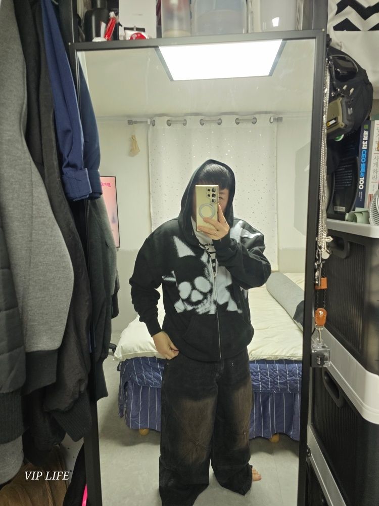 MUSINSA | NICE GHOST CLUB SPRAY SKULL 3STAR HOODIE ZIP