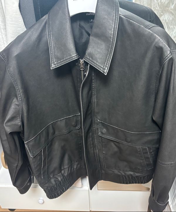 【mahagrid】24FW★ WASHED FAUX LEATHER BLOUSON WASHED FAUX LEATHER BLOUSON - mahagrid | 60% - Asian Fashion