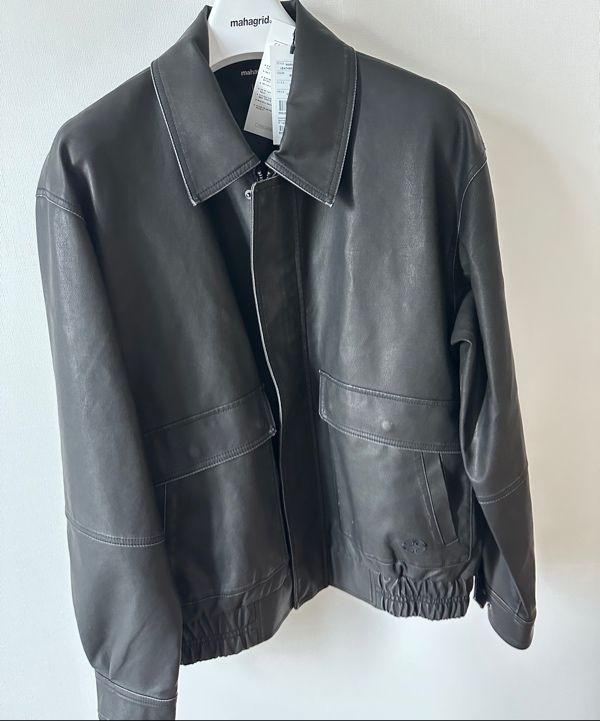 【mahagrid】24FW★ WASHED FAUX LEATHER BLOUSON WASHED FAUX LEATHER BLOUSON - mahagrid | 60% - Asian Fashion