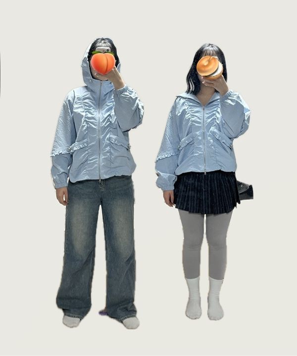 MUSINSA公式 | LUV IS TRUE PA FRILL SHIRRING WINDBREAKER(SKY