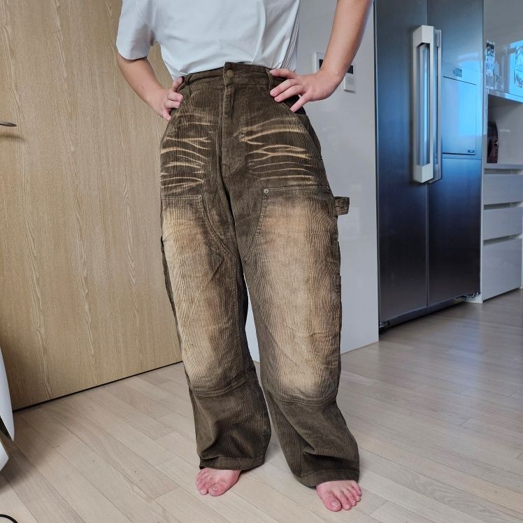 ★TRILLION★ Vintage washed carpenter corduroy pants NAVY TR MUSINSA | TRILLION Vintage Washed Carpenter Corduroy Pants