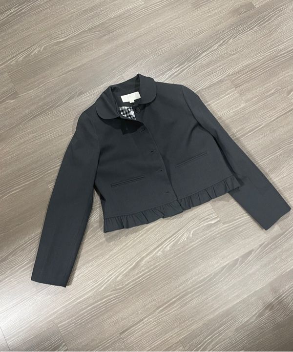 MUSINSA公式 | OHESHIO ROUND FRILL JACKET, CHARCOAL