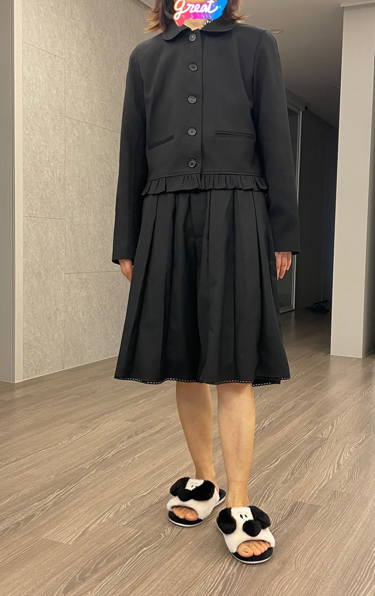 MUSINSA公式 | OHESHIO ROUND FRILL JACKET, CHARCOAL