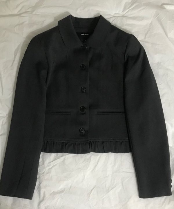 MUSINSA公式 | OHESHIO ROUND FRILL JACKET, CHARCOAL