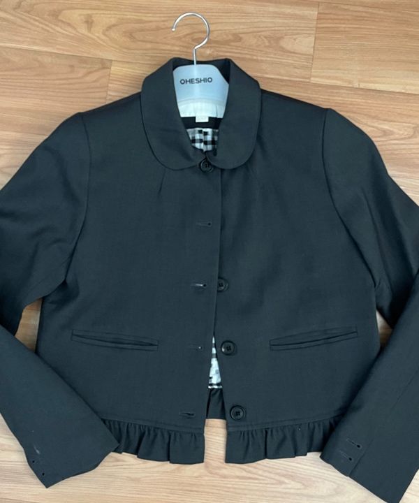 MUSINSA | OHESHIO ROUND FRILL JACKET, CHARCOAL