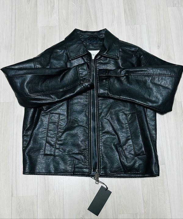 MUSINSA | VTWO Natural Washed Leather Minimal Jacket_Black