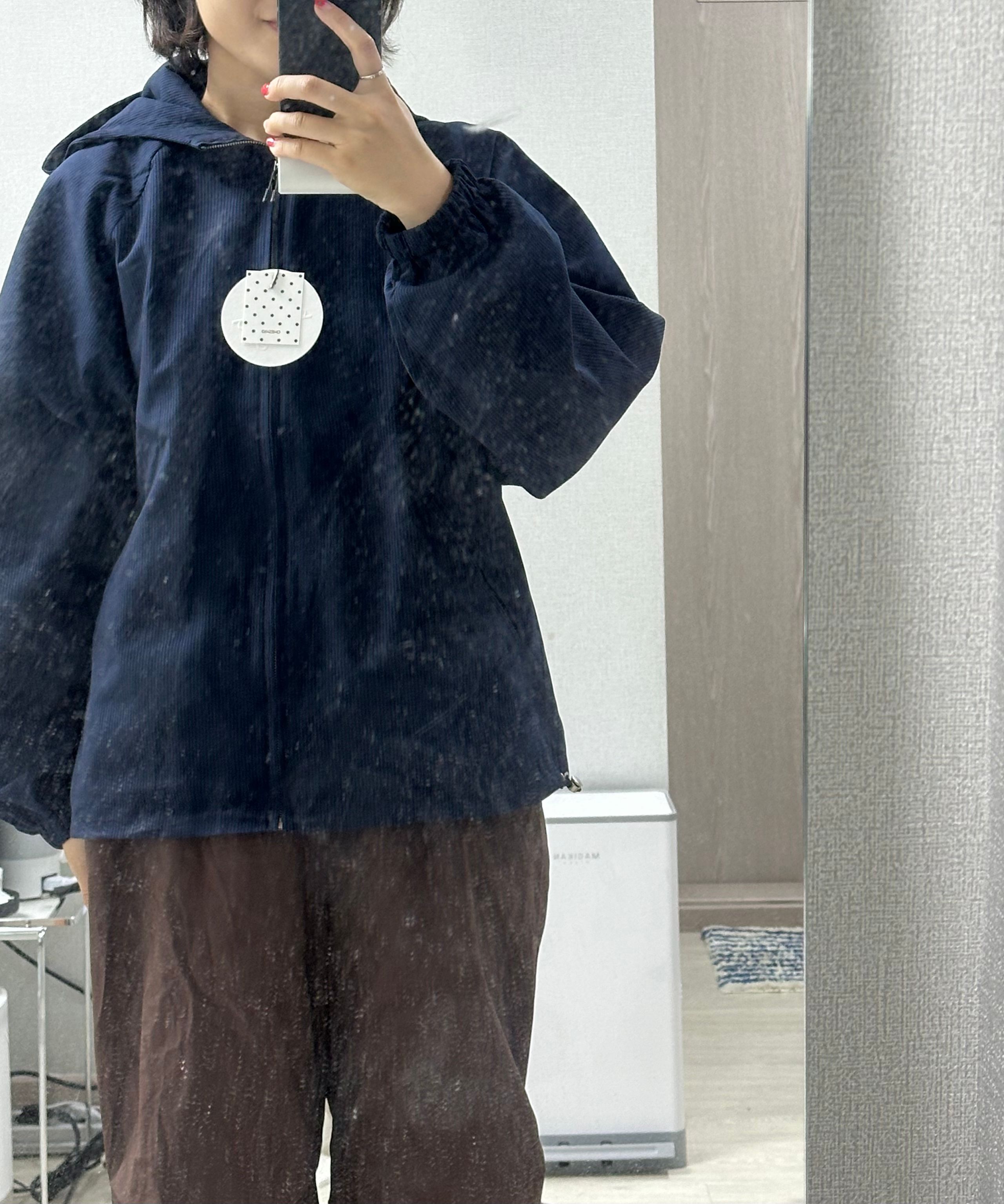 MUSINSA | OHESHIO STRIPE HOODED WINDBREAKER JUMPER, NAVY