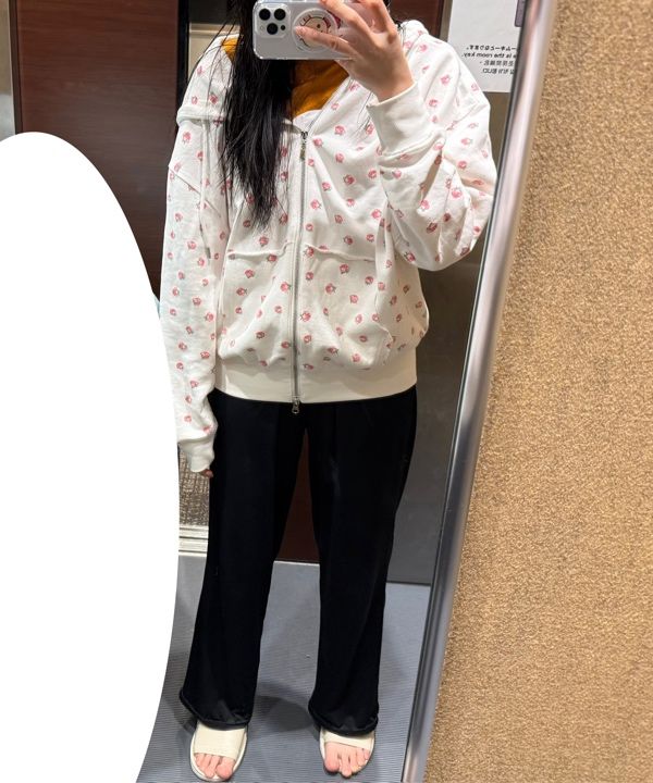 MUSINSA公式 | YOUHEE FLOWER PATTERN HOOD ZIP-UP WHITE