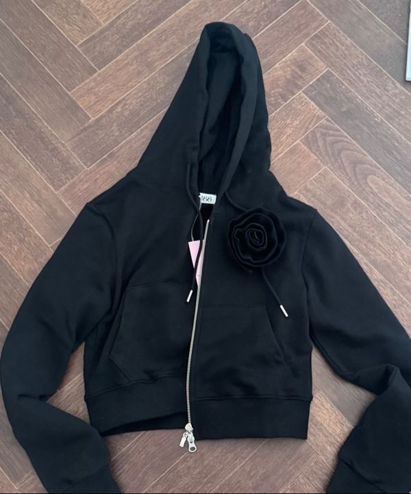 ★24-25FW新作★YOUHEE★FLOWER CORSAGE HOODIE ZIP-UP MUSINSA | YOUHEE FLOWER CORSAGE HOODIE ZIP-UP BLACK
